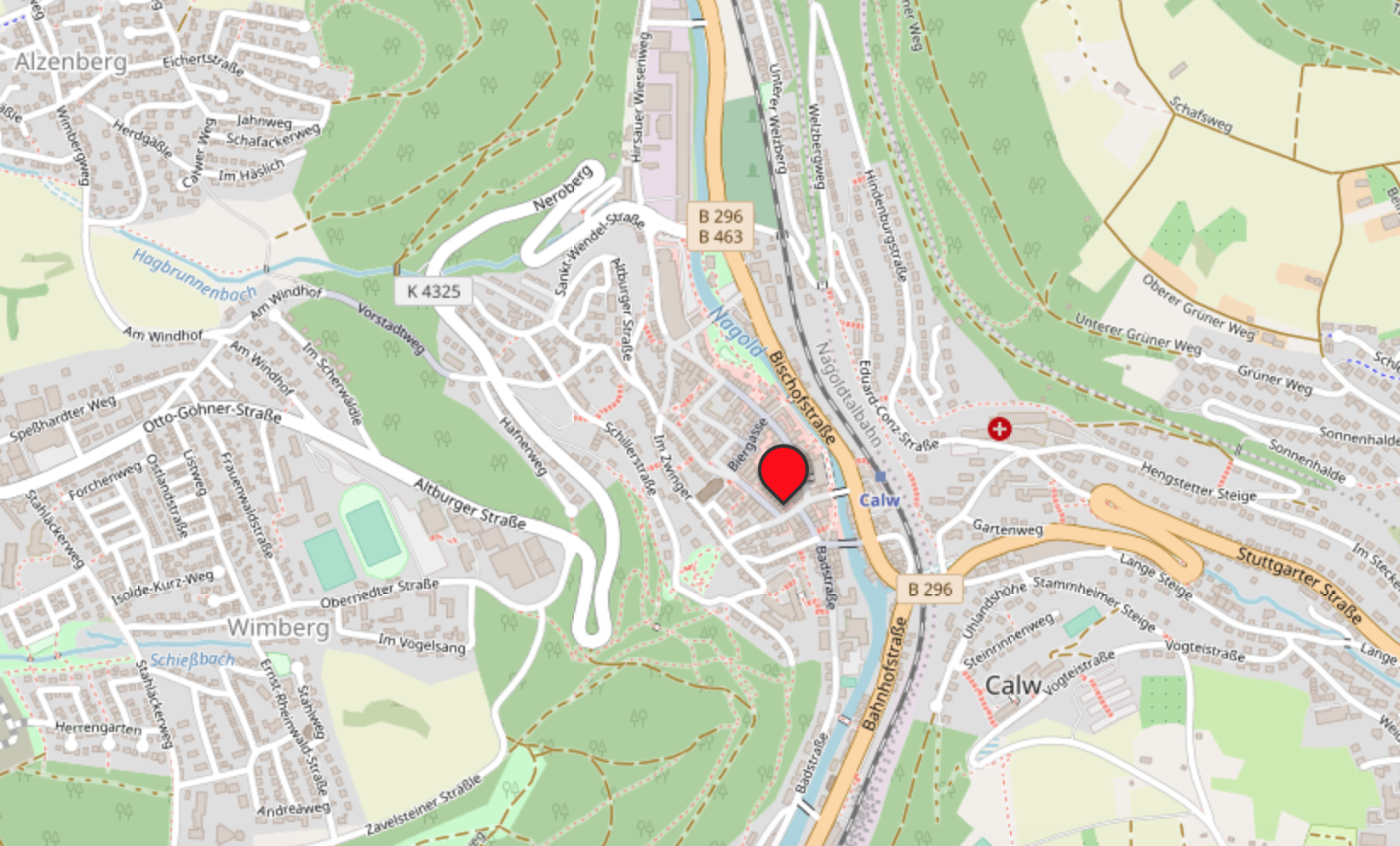 Anfahrt Marktplatz 4, Calw